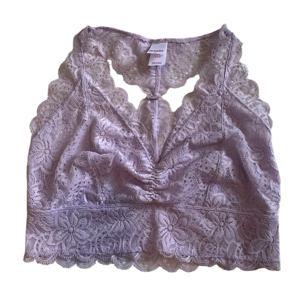 BONGO Juniors' Lace Wire Free Racerback Bralette Size M. Pastel Lilac & RED NWT